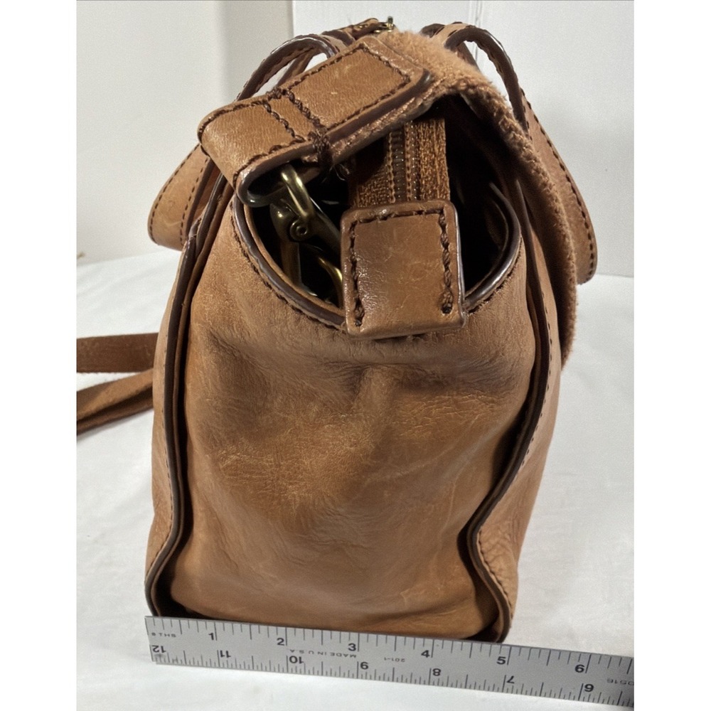 Fossil Tessa Brown Pebbled Leather Crossbody Satchel Purse Medium Bag - Picture 7 of 11